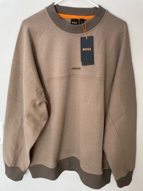 Hugo Boss We_Heavy Pullover Sweatshirt Embossed Logo Green Men’s Sz XL $159 NWT